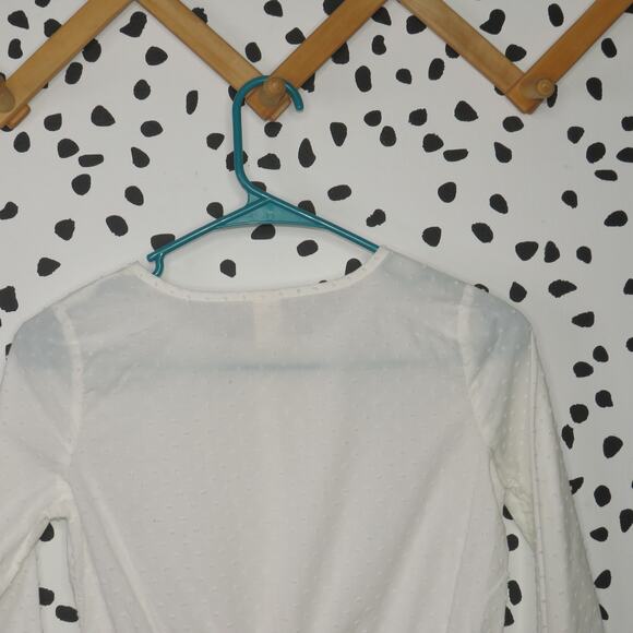 Oshkosh White Swiss Dot Button Front Girls Long Sleeve Shirt - Picture 4 of 7